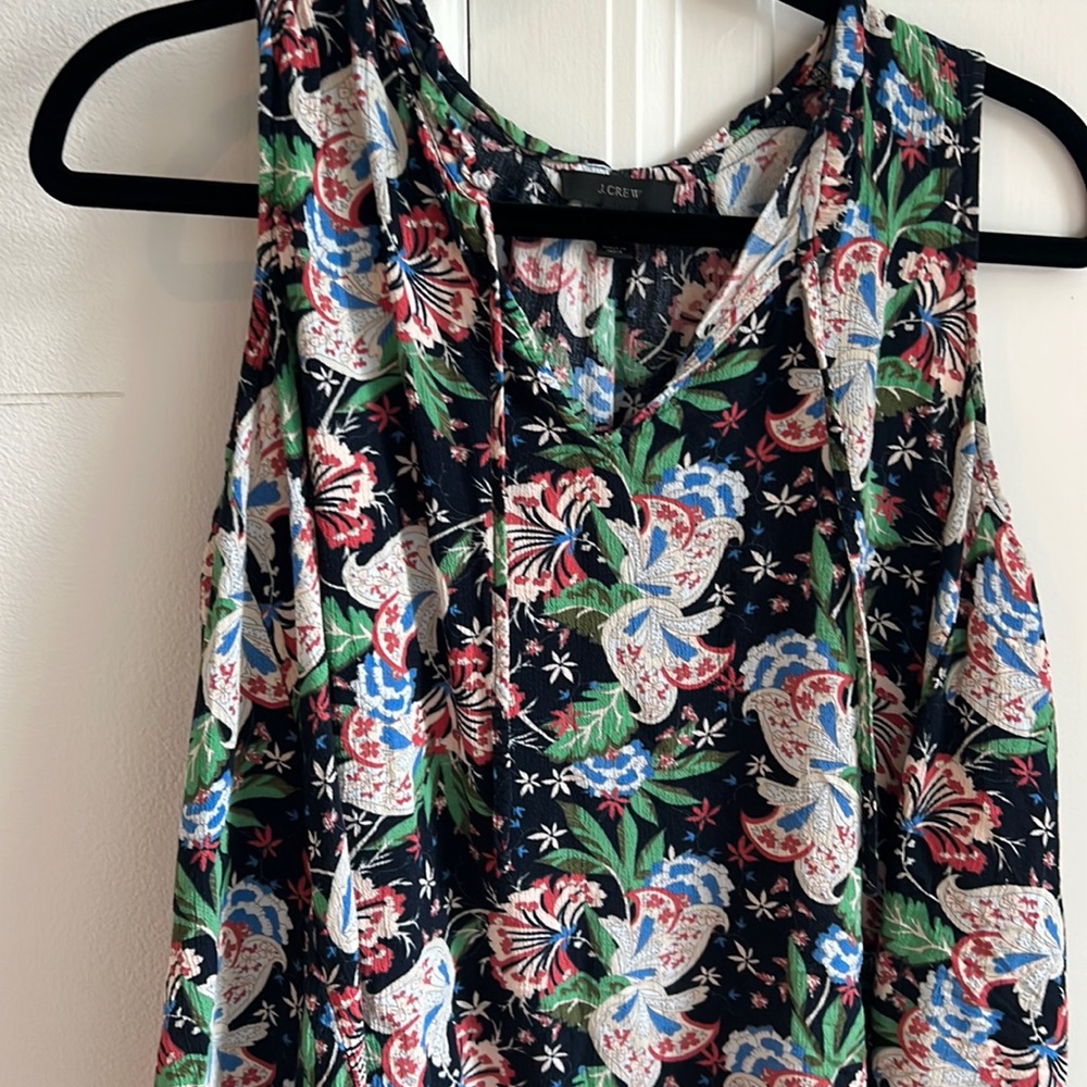J. Crew #floral #sleeveless top with #tassels size S 100% viscose
